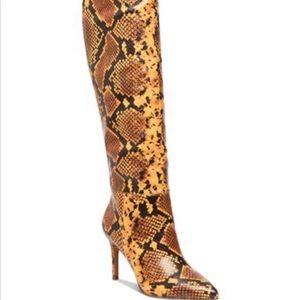 pointed toe chic stiletto boot in yellow snake